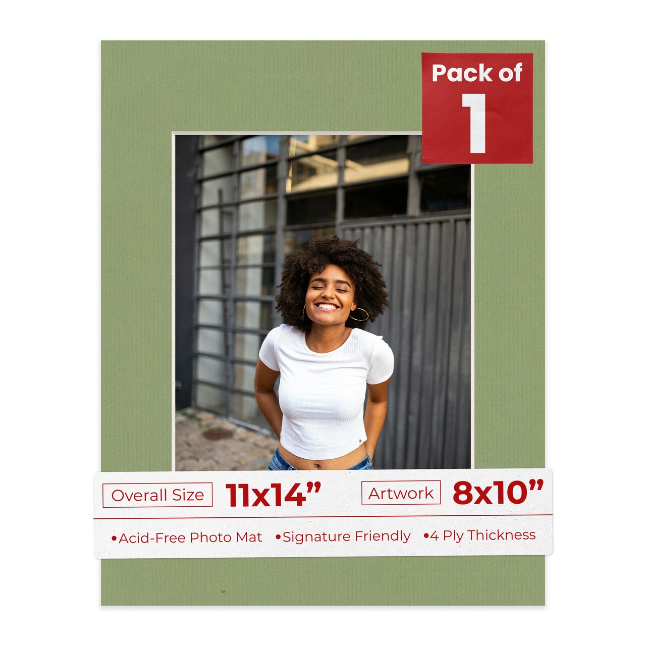 Palm Leaf Green Mat Board for 11x14 Frames - Fits 8x10 Photos